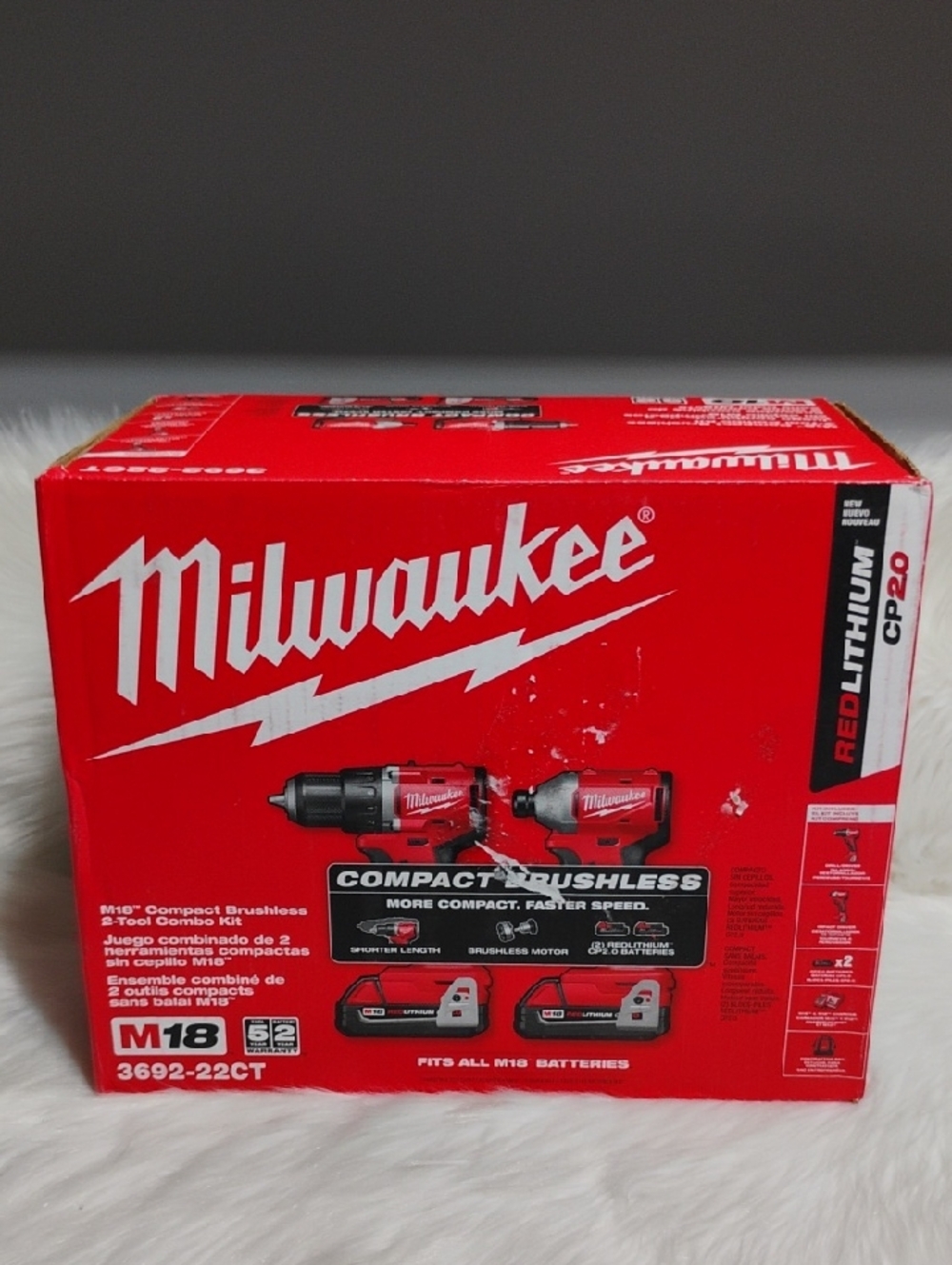 (#C-64 CRATE) New Milwaukee M18 3692-22CT Compact Brushless 2 Tool Combo Kit
